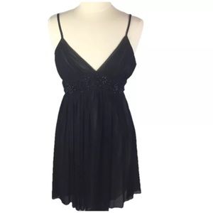 Michael Kors black tulle dress babydoll Sz 6 petite party spaghetti strap